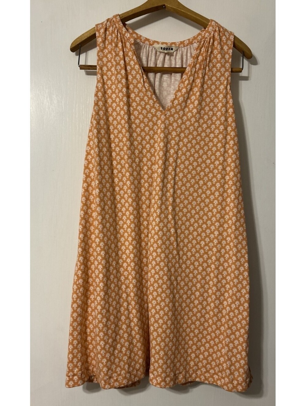 Boden Notch Neck Jersey Dress US 8R Sleeveless V Neck Floral